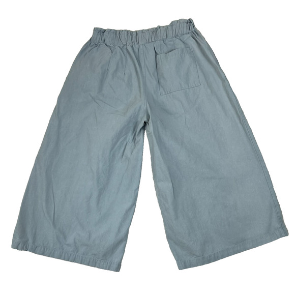 ee:some Capris Womens L Cotton Light Blue Culottes Wide Leg Elastic Waist - Picture 2 of 9